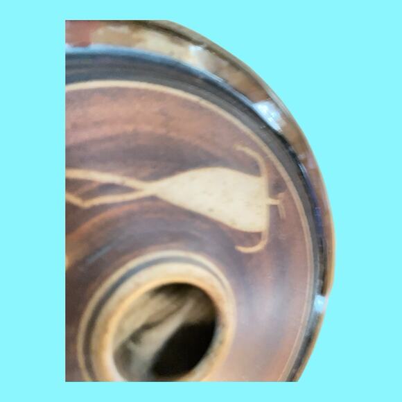 Vintage Marsha Franklin Tribal Artisan Pottery Oil Lamp Petroglyphs Signed - Picture 7 of 11